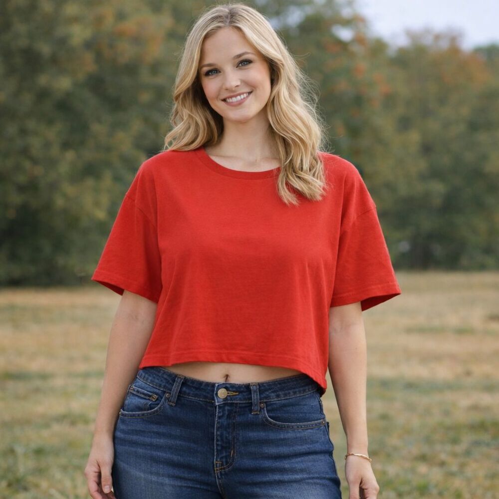 Boden Boxy Cropped Tee Women's Size XL Coral 100% Soft Cotton